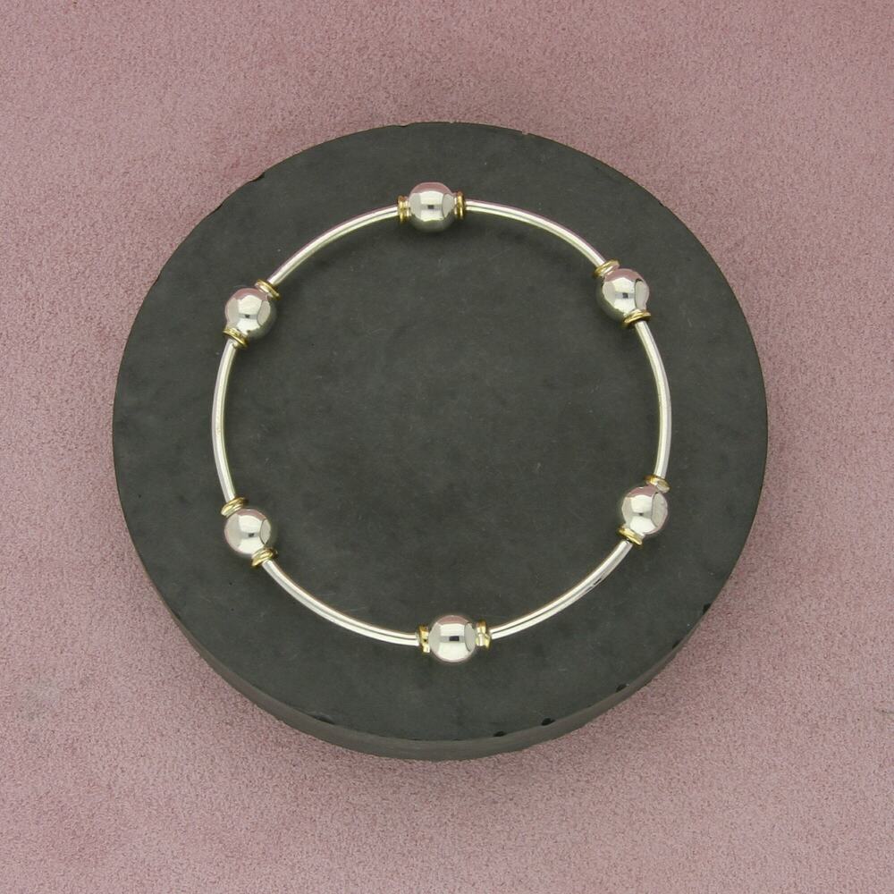 sterling silver beaded stack bangle bracelet size 7.5in